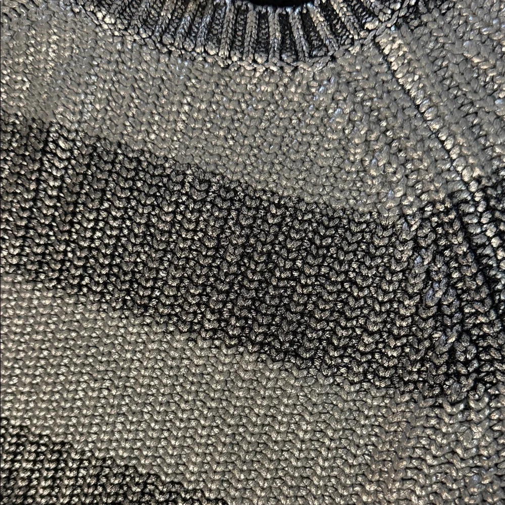 Michael Kors metallic coated Black and Silver Striped Crewneck Sweater